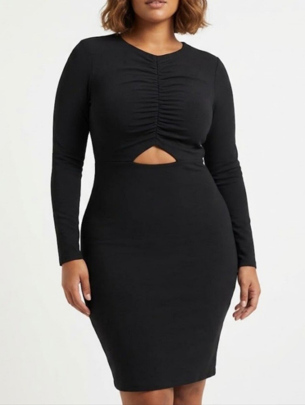 Express Body Contour Black Long Sleeve Fitted Dress Size XL Cut-out
